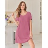 image:imageEkouaer Bamboo Viscose Sleep Shirts for Women Soft Nightgowns Short Sleeve Ruffled Night Shirts with Chest Pocket S3XLDeep Pink
