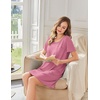 image:imageEkouaer Bamboo Viscose Sleep Shirts for Women Soft Nightgowns Short Sleeve Ruffled Night Shirts with Chest Pocket S3XLDeep Pink
