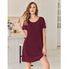 image:imageEkouaer Bamboo Viscose Sleep Shirts for Women Soft Nightgowns Short Sleeve Ruffled Night Shirts with Chest Pocket S3XLDeep Red