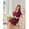 image:imageEkouaer Bamboo Viscose Sleep Shirts for Women Soft Nightgowns Short Sleeve Ruffled Night Shirts with Chest Pocket S3XLDeep Red