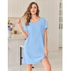 image:imageEkouaer Bamboo Viscose Sleep Shirts for Women Soft Nightgowns Short Sleeve Ruffled Night Shirts with Chest Pocket S3XLLight Blue