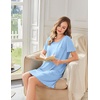 image:imageEkouaer Bamboo Viscose Sleep Shirts for Women Soft Nightgowns Short Sleeve Ruffled Night Shirts with Chest Pocket S3XLLight Blue