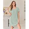image:imageEkouaer Bamboo Viscose Sleep Shirts for Women Soft Nightgowns Short Sleeve Ruffled Night Shirts with Chest Pocket S3XLLight Green