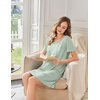 image:imageEkouaer Bamboo Viscose Sleep Shirts for Women Soft Nightgowns Short Sleeve Ruffled Night Shirts with Chest Pocket S3XLLight Green