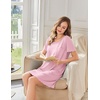 image:imageEkouaer Bamboo Viscose Sleep Shirts for Women Soft Nightgowns Short Sleeve Ruffled Night Shirts with Chest Pocket S3XLLight Pink