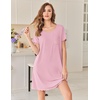 image:imageEkouaer Bamboo Viscose Sleep Shirts for Women Soft Nightgowns Short Sleeve Ruffled Night Shirts with Chest Pocket S3XLLight Pink