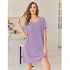 image:imageEkouaer Bamboo Viscose Sleep Shirts for Women Soft Nightgowns Short Sleeve Ruffled Night Shirts with Chest Pocket S3XLLilac