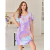 image:imageEkouaer Bamboo Viscose Sleep Shirts for Women Soft Nightgowns Short Sleeve Ruffled Night Shirts with Chest Pocket S3XLTie Dye Blue