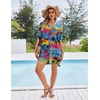 image:imageEkouaer Bathing Suit Cover Up for Women V Neck Button Down Swimsuit Coverup Beach Dress Shirt S3XLColour Palm