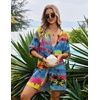 image:imageEkouaer Bathing Suit Cover Up for Women V Neck Button Down Swimsuit Coverup Beach Dress Shirt S3XLColour Palm