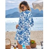 image:imageEkouaer Beach Cover Ups for Women Bikini Swimsuit Coverup Beach Dress ShirtBlue White Porcelain Flowers