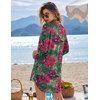 image:imageEkouaer Beach Cover Ups for Women Bikini Swimsuit Coverup Beach Dress ShirtGreen Red Flowers