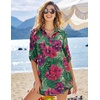 image:imageEkouaer Beach Cover Ups for Women Bikini Swimsuit Coverup Beach Dress ShirtGreen Red Flowers
