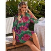 image:imageEkouaer Beach Cover Ups for Women Bikini Swimsuit Coverup Beach Dress ShirtGreen Red Flowers