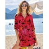 image:imageEkouaer Beach Cover Ups for Women Bikini Swimsuit Coverup Beach Dress ShirtWatercolour Flowers