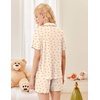 image:imageEkouaer Button Up Pajamas Set for Women Short Sleeve Ribbed Knit Sleepwear 2 Piece Pjs Shorts SetApricotfloral