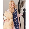 image:imageEkouaer Button Up Pajamas Set for Women Short Sleeve Ribbed Knit Sleepwear 2 Piece Pjs Shorts SetBlue Teddy