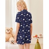 image:imageEkouaer Button Up Pajamas Set for Women Short Sleeve Ribbed Knit Sleepwear 2 Piece Pjs Shorts SetBlue Teddy