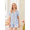 image:imageEkouaer Button Up Pajamas Set for Women Short Sleeve Ribbed Knit Sleepwear 2 Piece Pjs Shorts SetBluestriped Dog