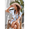 image:imageEkouaer Button Up Pajamas Set for Women Short Sleeve Ribbed Knit Sleepwear 2 Piece Pjs Shorts SetBluestriped Dog