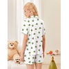 image:imageEkouaer Button Up Pajamas Set for Women Short Sleeve Ribbed Knit Sleepwear 2 Piece Pjs Shorts SetCactus