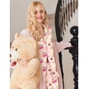 image:imageEkouaer Button Up Pajamas Set for Women Short Sleeve Ribbed Knit Sleepwear 2 Piece Pjs Shorts SetCherry Teddy