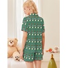 image:imageEkouaer Button Up Pajamas Set for Women Short Sleeve Ribbed Knit Sleepwear 2 Piece Pjs Shorts SetChristmas Green