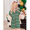 image:imageEkouaer Button Up Pajamas Set for Women Short Sleeve Ribbed Knit Sleepwear 2 Piece Pjs Shorts SetChristmas Green