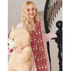 image:imageEkouaer Button Up Pajamas Set for Women Short Sleeve Ribbed Knit Sleepwear 2 Piece Pjs Shorts SetChristmas Red