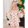 image:imageEkouaer Button Up Pajamas Set for Women Short Sleeve Ribbed Knit Sleepwear 2 Piece Pjs Shorts SetChristmas Teddy