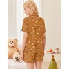 image:imageEkouaer Button Up Pajamas Set for Women Short Sleeve Ribbed Knit Sleepwear 2 Piece Pjs Shorts SetDoughnut Teddy