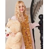 image:imageEkouaer Button Up Pajamas Set for Women Short Sleeve Ribbed Knit Sleepwear 2 Piece Pjs Shorts SetDoughnut Teddy