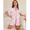 image:imageEkouaer Button Up Pajamas Set for Women Short Sleeve Ribbed Knit Sleepwear 2 Piece Pjs Shorts SetFlamingos