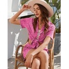 image:imageEkouaer Button Up Pajamas Set for Women Short Sleeve Ribbed Knit Sleepwear 2 Piece Pjs Shorts SetHot Pink Leopard