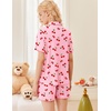 image:imageEkouaer Button Up Pajamas Set for Women Short Sleeve Ribbed Knit Sleepwear 2 Piece Pjs Shorts SetPinkcherries
