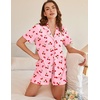 image:imageEkouaer Button Up Pajamas Set for Women Short Sleeve Ribbed Knit Sleepwear 2 Piece Pjs Shorts SetPinkcherries