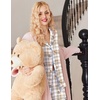 image:imageEkouaer Button Up Pajamas Set for Women Short Sleeve Ribbed Knit Sleepwear 2 Piece Pjs Shorts SetPlaid Teddy