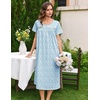 image:imageEkouaer Cotton Nightgowns for Women Long Night Gown Short Sleeve Sleepdress Victorian Sleepwear Nightdress with PocketsBlue Floral