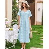 image:imageEkouaer Cotton Nightgowns for Women Long Night Gown Short Sleeve Sleepdress Victorian Sleepwear Nightdress with PocketsBlue Floral