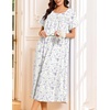 image:imageEkouaer Cotton Nightgowns for Women Long Night Gown Short Sleeve Sleepdress Victorian Sleepwear Nightdress with PocketsPurple Flowers