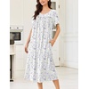 image:imageEkouaer Cotton Nightgowns for Women Long Night Gown Short Sleeve Sleepdress Victorian Sleepwear Nightdress with PocketsPurple Flowers