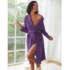 image:imageEkouaer Fleece Robes for Women Plush Knit Bathrobes Lightweight Spa Housecoats with Pocket Soft Ladies Loungewear SXXLDark Purplelapel