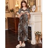 image:imageEkouaer Long Nightgown Womens Loungewear Short Sleeve Sleepwear Full Length Sleep Shirt with PocketsBrown Leopard Print