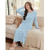 image:imageEkouaer Long Sleeve Nightgowns for Women Calf Length Sleep Shirts Crew Neck Soft Nightshirts SXXLBlue Flower
