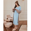 image:imageEkouaer Long Sleeve Nightgowns for Women Calf Length Sleep Shirts Crew Neck Soft Nightshirts SXXLBlue Flower