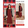 image:imageEkouaer Long Sleeve Nightgowns for Women Calf Length Sleep Shirts Crew Neck Soft Nightshirts SXXLRed Black Plaid