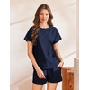 image:imageEkouaer Lounge Sets for Women Textured 2 Piece Shorts Set Cozy Summer Outfits Casual Loungewear Short Sleeve Sweatsuits
