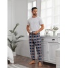 image:imageEkouaer Mens Pajama Pants Ultra Lightweight Pjs Bottoms Soft Sleep Jogger Pants with Pocket DrawstringBlue Plaid
