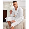 image:imageEkouaer Mens Robes Lightweight Waffle Knit Kimono Bathrobe Long Sleeve Sleepwear Soft Knee Length Robe with Pockets