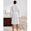image:imageEkouaer Mens Robes Lightweight Waffle Knit Kimono Bathrobe Long Sleeve Sleepwear Soft Knee Length Robe with Pockets